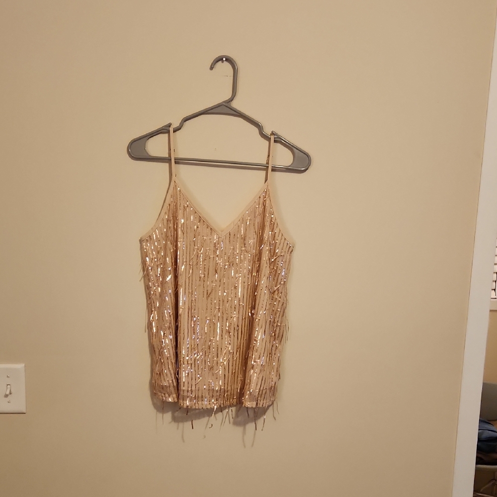 Maurices Shimmering Peach Sequin Camisole, Adjustable Straps